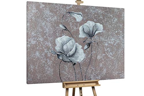 KunstLoft® XXL Gemälde Zarte Knospen 200x150cm | original handgemalte Bilder | Blüten Blumen Braun Grau | Leinwand-Bild Ölgemälde einteilig groß | Modernes Kunst Ölbild