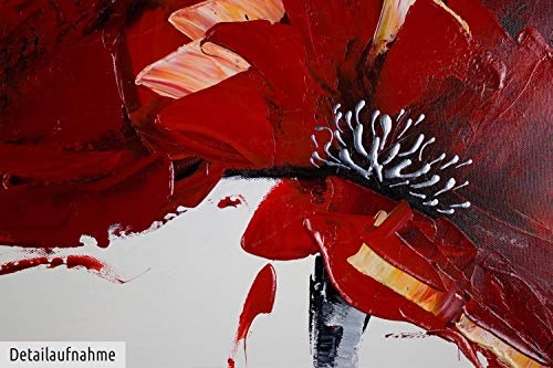 KunstLoft® Acryl Gemälde Feuerroter Mohn 90x30cm | original handgemalte Leinwand Bilder XXL | Rote Mohnblumen Mohnblüten Blumen | Wandbild Acrylbild moderne Kunst einteilig mit Rahmen