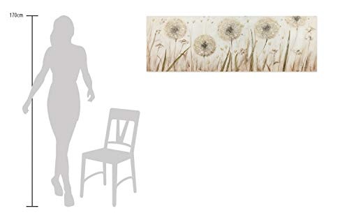 KunstLoft® Acryl Gemälde Dandelion Meadow 150x50cm | original handgemalte Leinwand Bilder XXL | Blumen Wiese Beige | Wandbild Acrylbild Moderne Kunst einteilig mit Rahmen