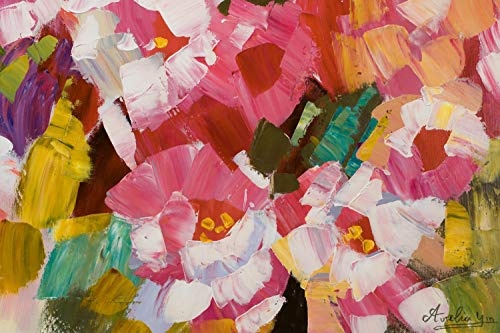 KunstLoft® Acryl Gemälde New Romance 100x75cm | original handgemalte Leinwand Bilder XXL | Abstrakt Blumen Pink Beige | Wandbild Acrylbild Moderne Kunst einteilig mit Rahmen