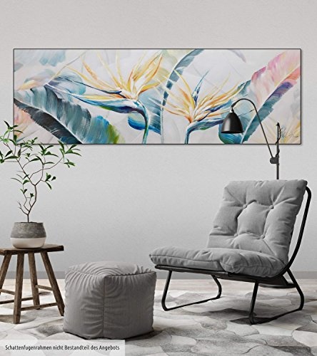 KunstLoft Acryl Gemälde Rustling Grass 150x50cm | Original handgemalte Leinwand Bilder XXL | Pflanze Urwald Blumen | Wandbild Acrylbild Moderne Kunst Einteilig mit Rahmen