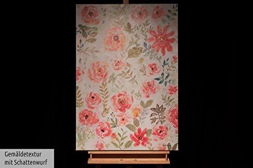 KunstLoft Bild Enhance The Interior 70x100cm | handbemalter Kunstdruck | Blumen Rosen Pink | signiertes Wandbild-Unikat | Acrylbild auf Leinwand | Modernes Kunst Bild | auf Keilrahmen