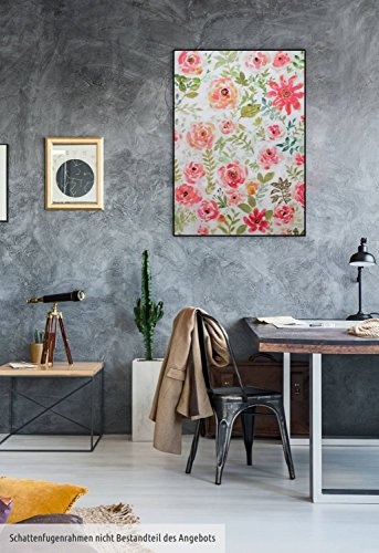KunstLoft Bild Enhance The Interior 70x100cm | handbemalter Kunstdruck | Blumen Rosen Pink | signiertes Wandbild-Unikat | Acrylbild auf Leinwand | Modernes Kunst Bild | auf Keilrahmen