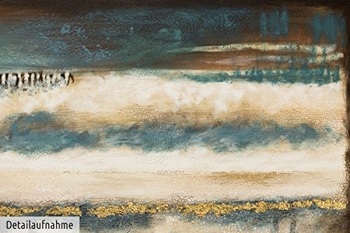 KunstLoft Acrylfarbe Gemälde Schichten aus Eis 120x80cm | Original handgemalte Leinwand Bilder XXL | Abstrakt Blau Beige Winter | Wandbild Acrylfarbebild Moderne Kunst Einteilig mit Rahmen