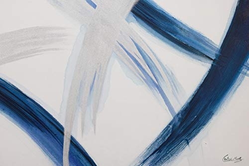 KunstLoft® Acryl Gemälde Phantomschmerz 120x80cm | original handgemalte Leinwand Bilder XXL | Abstrakt Striche Grau Blau | Wandbild Acrylbild Moderne Kunst einteilig mit Rahmen