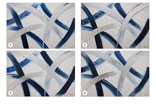 KunstLoft® Acryl Gemälde Phantomschmerz 120x80cm | original handgemalte Leinwand Bilder XXL | Abstrakt Striche Grau Blau | Wandbild Acrylbild Moderne Kunst einteilig mit Rahmen