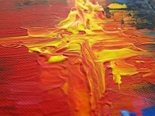 KunstLoft® Acryl Gemälde Confused 140x70cm | original handgemalte Leinwand Bilder XXL | Abstrakt Rot Blau Struktur | Wandbild Acrylbild moderne Kunst einteilig mit Rahmen