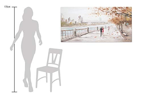KunstLoft® Acryl Gemälde Autumn Walk 120x60cm | original handgemalte Leinwand Bilder XXL | Liebespaar Stadt Orange Blau | Wandbild Acrylbild Moderne Kunst einteilig mit Rahmen