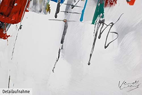 KunstLoft® Acryl Gemälde Fearless 80x80cm | original handgemalte Leinwand Bilder XXL | Abstrakt Blau Rot Gelb Bunt | Wandbild Acrylbild Moderne Kunst einteilig mit Rahmen