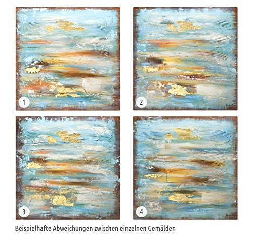 KunstLoft Acryl Gemälde First Day of May 60x60cm | Original handgemalte Leinwand Bilder XXL | Abstrakt Blau Braun Nebel | Wandbild Acrylbild Moderne Kunst Einteilig mit Rahmen