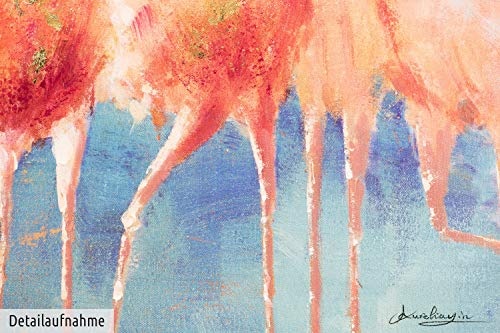 KunstLoft® Acryl Gemälde Tango Twist der Flamingos 140x70cm | original handgemalte Leinwand Bilder XXL | Flamingo pink Deko groß | Wandbild Acrylbild Moderne Kunst einteilig mit Rahmen