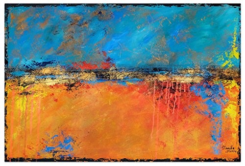KunstLoft® Acryl Gemälde Torridity 120x80cm | original handgemalte Leinwand Bilder XXL | Abstrakt Blau Warme Farben | Wandbild Acrylbild moderne Kunst einteilig mit Rahmen