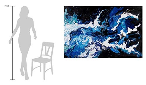 KunstLoft® XXL Gemälde Schaumgekrönt 180x120cm | original handgemalte Bilder | Abstrakt Schwarz Blau Weiß | Leinwand-Bild Ölfarbegemälde einteilig groß | Modernes Kunst Ölfarbebild