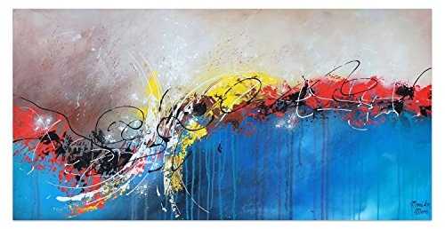 KunstLoft® Acryl Gemälde Tidal Bore 140x70cm | original handgemalte Leinwand Bilder XXL | Abstrakt Blau Grau Fluss | Wandbild Acrylbild moderne Kunst einteilig mit Rahmen