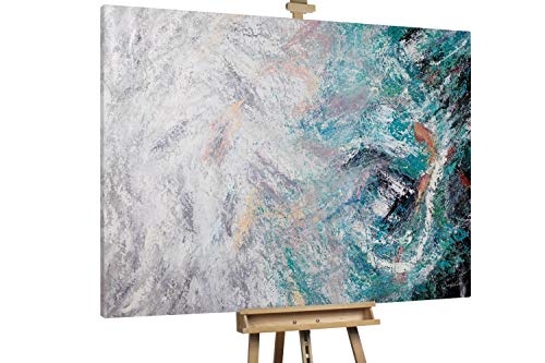 KunstLoft® XXL Gemälde Meeresgeflüster 200x150cm | original handgemalte Bilder | Abstrakt Weiß Türkis Blau | Leinwand-Bild Ölgemälde einteilig groß | Modernes Kunst Ölbild