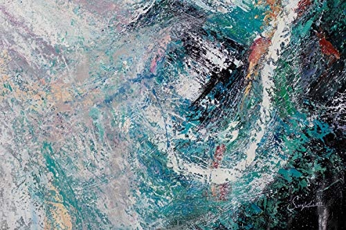 KunstLoft® XXL Gemälde Meeresgeflüster 200x150cm | original handgemalte Bilder | Abstrakt Weiß Türkis Blau | Leinwand-Bild Ölgemälde einteilig groß | Modernes Kunst Ölbild
