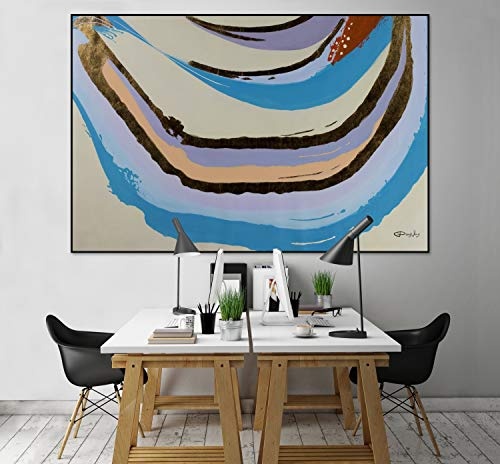KunstLoft® XXL Gemälde Precious Pastels 180x120cm | original handgemalte Bilder | Abstrakt Bogen Blau Beige | Leinwand-Bild Ölgemälde einteilig groß | Modernes Kunst Ölbild