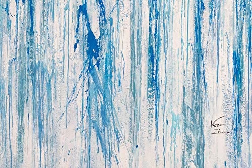 KunstLoft® XXL Gemälde Arktische Kälte 180x120cm | original handgemalte Bilder | Abstrakt Farbkleckse Blau Grau | Leinwand-Bild Ölgemälde einteilig groß | Modernes Kunst Ölbild