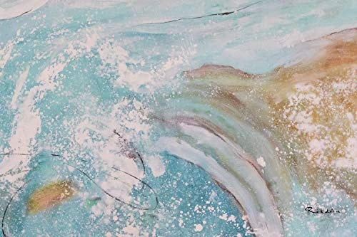 KunstLoft® XXL Gemälde Flüsternde Wellen 200x100cm | original handgemalte Bilder | Abstrakt Wellen Blau Weiß | Leinwand-Bild Ölgemälde einteilig groß | Modernes Kunst Ölbild