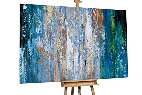KunstLoft® XXL Gemälde Schatten der Nacht  180x120cm | original handgemalte Bilder | Abstrakt Muster Blau Schwarz | Leinwand-Bild Ölgemälde einteilig groß | Modernes Kunst Ölbild