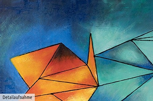 KunstLoft XXL Gemälde Loderndes Eisfeuer 200x100cm | Original handgemalte Bilder | Abstrakt Blau Orange Petrol | Leinwand-Bild Ölfarbegemälde Einteilig groß | Modernes Kunst Ölfarbebild