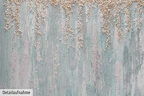 KunstLoft® Acryl Gemälde Viridian Stream 75x100cm | original handgemalte Leinwand Bilder XXL | Abstrakt Blau Weiß kalt | Wandbild Acryl bild moderne Kunst einteilig mit Rahmen