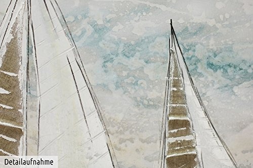KunstLoft® Acryl Gemälde Sailboat Racing 140x70cm | original handgemalte Leinwand Bilder XXL | Segeln Meer Blau Boot Schiff Wasser | Wandbild Acrylbild moderne Kunst einteilig mit Rahmen