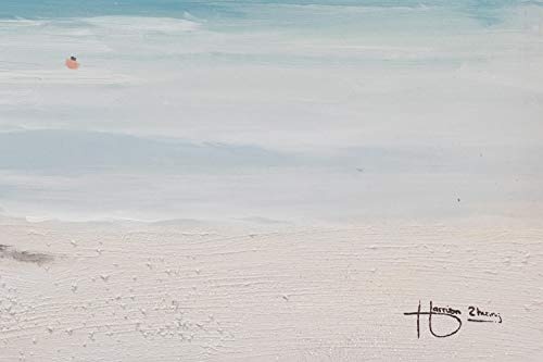 KunstLoft® Acryl Gemälde Strandtag 150x50cm | original handgemalte Leinwand Bilder XXL | Strand Meer Beige Blau | Wandbild Acrylbild Moderne Kunst einteilig mit Rahmen