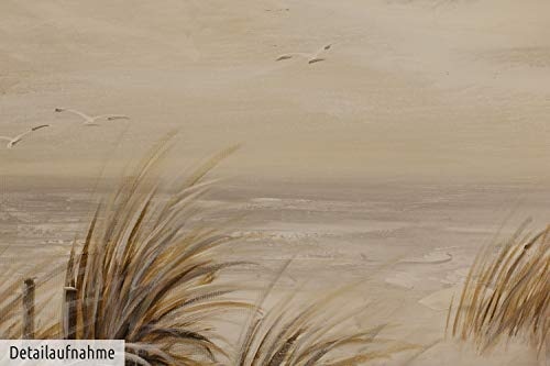 KunstLoft® Acryl Gemälde Tag am Strand 90x60cm | original handgemalte Leinwand Bilder XXL | Strand Meer Dünen Wasser | Wandbild Acrylbild moderne Kunst einteilig mit Rahmen