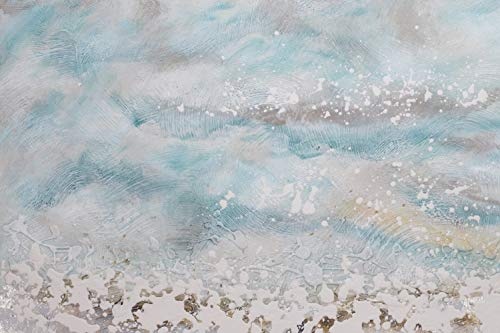 KunstLoft® Acryl Gemälde Spiel der Wellen 120x80cm | original handgemalte Leinwand Bilder XXL | Abstrakt Meer Wellen Blau Grau | Wandbild Acrylbild Moderne Kunst einteilig mit Rahmen