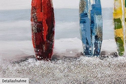KunstLoft® Acryl Gemälde Surf Siesta 150x50cm | original handgemalte Leinwand Bilder XXL | Strand Meer Surfboards Wellen Bunt | Wandbild Acryl bild moderne Kunst einteilig mit Rahmen