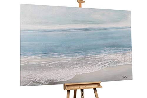 KunstLoft® XXL Gemälde Wellengeflüster 180x120cm | original handgemalte Bilder | Meer Abstrakt Beige Blau | Leinwand-Bild Ölgemälde einteilig groß | Modernes Kunst Ölbild