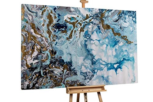 KunstLoft® XXL Gemälde Reichtum des Meeres 180x120cm | original handgemalte Bilder | Verlauf Abstrakt Blau Weiß | Leinwand-Bild Ölgemälde einteilig groß | Modernes Kunst Ölbild