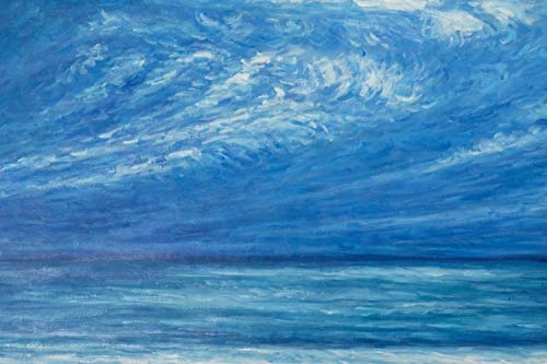 KunstLoft® XXL Gemälde Wolkig bis heiter 180x120cm | original handgemalte Bilder | Abstrakt Blau Meer Himmel XXL | Leinwand-Bild Ölgemälde einteilig groß | Modernes Kunst Ölbild