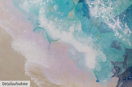 KunstLoft® XXL Gemälde Gestrandet 180x120cm | original handgemalte Bilder | Abstrakt Meer Strand Blau Beige | Leinwand-Bild Ölgemälde einteilig groß | Modernes Kunst Ölbild