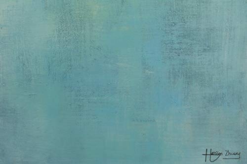 KunstLoft® Acryl Gemälde Einsamer Strand 50x150cm | original handgemalte Leinwand Bilder XXL | Abstrakt Meer Strand Blau Beige | Wandbild Acrylbild Moderne Kunst einteilig mit Rahmen