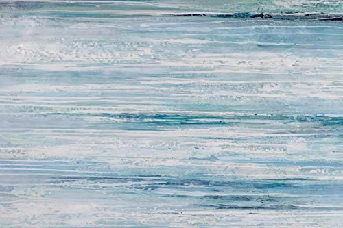 KunstLoft® XXL Gemälde Die Ruhe des Ozeans 200x100cm | original handgemalte Bilder | Meer Linien Blau Grau | Leinwand-Bild Ölgemälde einteilig groß | Modernes Kunst Ölbild