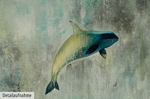 KunstLoft® XXL Gemälde Shadowy Phantom 200x100cm | original handgemalte Bilder | Modern Fisch Wal Blau Meer | Leinwand-Bild Ölgemälde einteilig groß | Modernes Kunst Ölbild