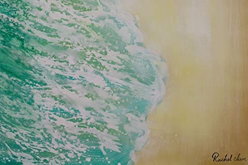 KunstLoft® Acryl Gemälde Sommer in Ibiza 100x75cm | original handgemalte Leinwand Bilder XXL | Modern Meer Strand Beige Türkis | Wandbild Acrylbild Moderne Kunst einteilig mit Rahmen