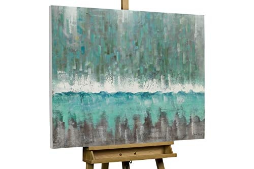 KunstLoft® Acryl Gemälde Ströme des Wassers 100x75cm | original handgemalte Leinwand Bilder XXL | Abstrakt Meer Übergang Grau | Wandbild Acrylbild Moderne Kunst einteilig mit Rahmen