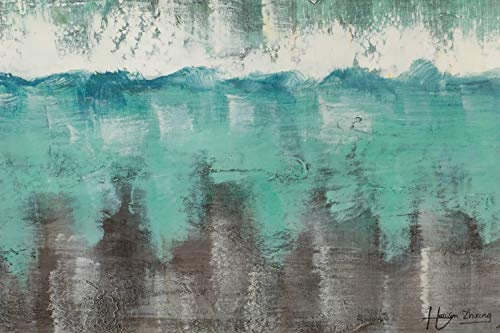 KunstLoft® Acryl Gemälde Ströme des Wassers 100x75cm | original handgemalte Leinwand Bilder XXL | Abstrakt Meer Übergang Grau | Wandbild Acrylbild Moderne Kunst einteilig mit Rahmen