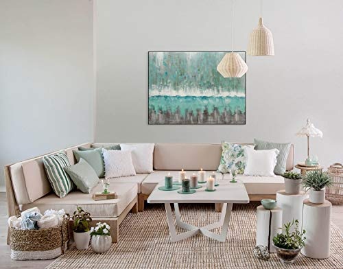 KunstLoft® Acryl Gemälde Ströme des Wassers 100x75cm | original handgemalte Leinwand Bilder XXL | Abstrakt Meer Übergang Grau | Wandbild Acrylbild Moderne Kunst einteilig mit Rahmen