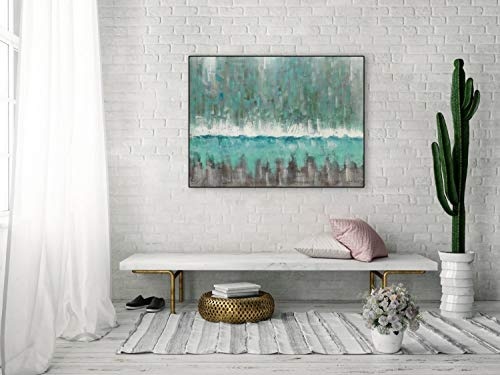 KunstLoft® Acryl Gemälde Ströme des Wassers 100x75cm | original handgemalte Leinwand Bilder XXL | Abstrakt Meer Übergang Grau | Wandbild Acrylbild Moderne Kunst einteilig mit Rahmen