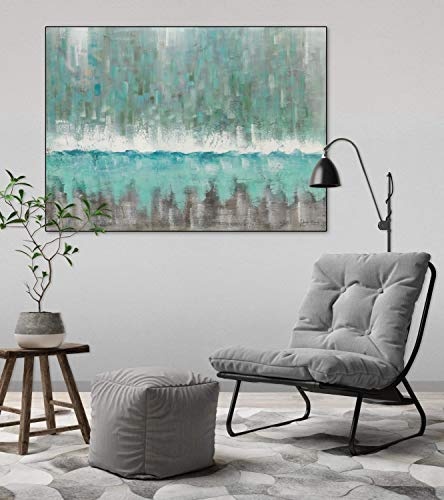 KunstLoft® Acryl Gemälde Ströme des Wassers 100x75cm | original handgemalte Leinwand Bilder XXL | Abstrakt Meer Übergang Grau | Wandbild Acrylbild Moderne Kunst einteilig mit Rahmen