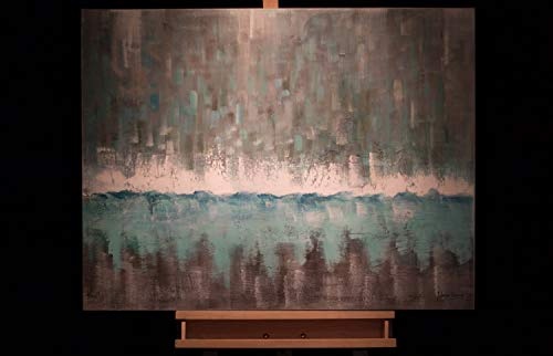 KunstLoft® Acryl Gemälde Ströme des Wassers 100x75cm | original handgemalte Leinwand Bilder XXL | Abstrakt Meer Übergang Grau | Wandbild Acrylbild Moderne Kunst einteilig mit Rahmen