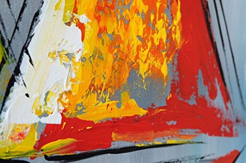 KunstLoft® Acryl Gemälde Sailing to The Horizon 140x70cm | original handgemalte Leinwand Bilder XXL | Boote Meer Orange Blau | Wandbild Acrylbild Moderne Kunst einteilig mit Rahmen