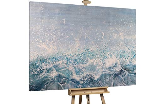 KunstLoft® XXL Gemälde Neptunes Wrath 200x150cm | original handgemalte Bilder | Meer Welle Blau Grau | Leinwand-Bild Ölgemälde einteilig groß | Modernes Kunst Ölbild