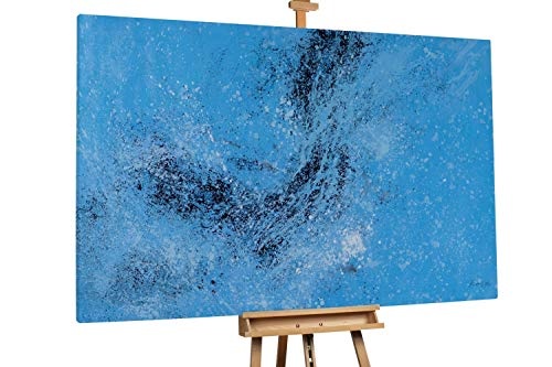 KunstLoft® XXL Gemälde Tief eingehaucht 180x120cm | original handgemalte Bilder | Abstrakt Meer Blau Grau | Leinwand-Bild Ölgemälde einteilig groß | Modernes Kunst Ölbild