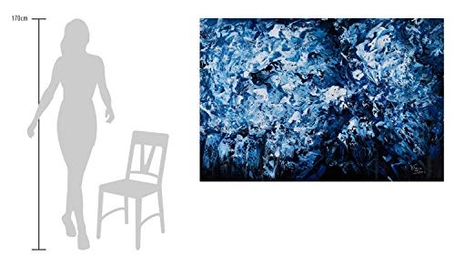 KunstLoft® XXL Gemälde Höhle der Saphire 180x120cm | original handgemalte Bilder | Abstrakt Meer Grau Blau | Leinwand-Bild Ölgemälde einteilig groß | Modernes Kunst Ölbild