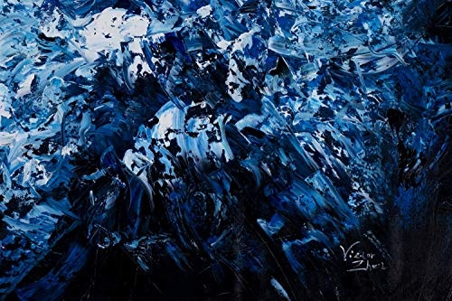 KunstLoft® XXL Gemälde Höhle der Saphire 180x120cm | original handgemalte Bilder | Abstrakt Meer Grau Blau | Leinwand-Bild Ölgemälde einteilig groß | Modernes Kunst Ölbild